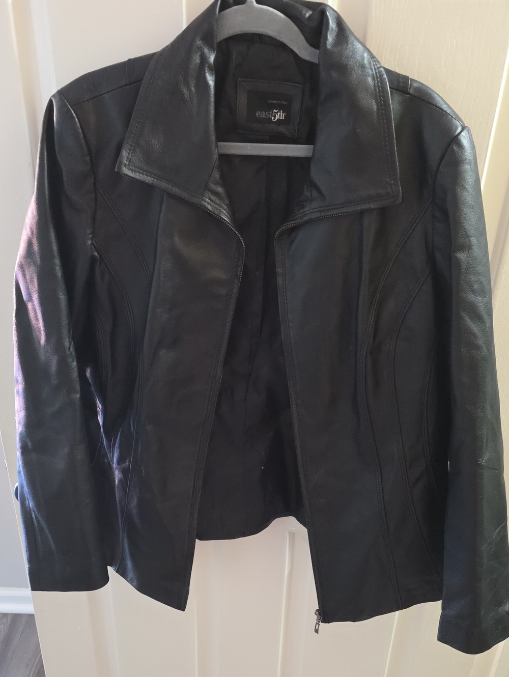 East 5th Black Leather Zip-Front Jacket